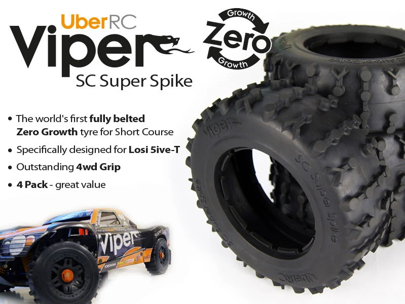 UBER RC Losi 5T & 5ive 2.0 Super Spike Tyre Set (4) - Image 3